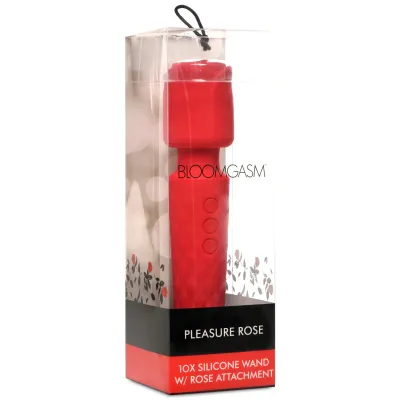 Pleasure Rose 10x Silicone Wand With Rose Attachment Red