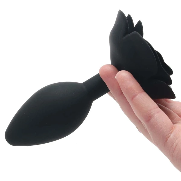 Forbidden Large Rose Silicone Butt Plug By CalExotics - Black