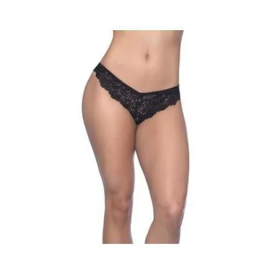 Cage Back Galloon Lace Boyshort With Wrap Around Elastic Detail 1x 2x Black