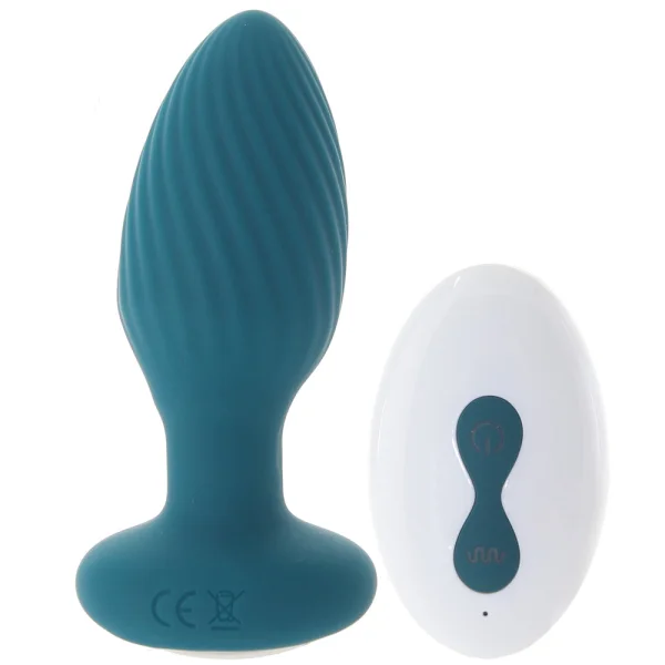 Playboy Pleasure Spinning Tail Teaser Silicone Rotating Vibrating Butt Plug With Remote - Evergreen