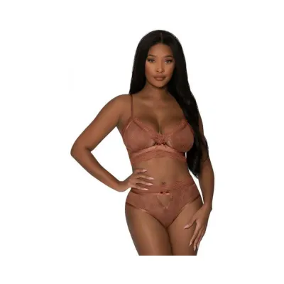 Magic Silk Caramel Kiss Bralette G string Panty Carmel S m