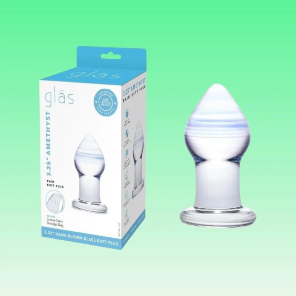 Gläs Amethyst Rain Glass Butt Plug Dildo