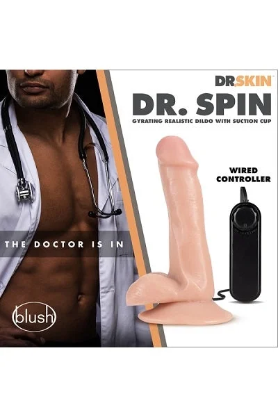 Blush Dr. Skin Dr.Spin 8" Gyrating Realistic Dildo w Suction Cup