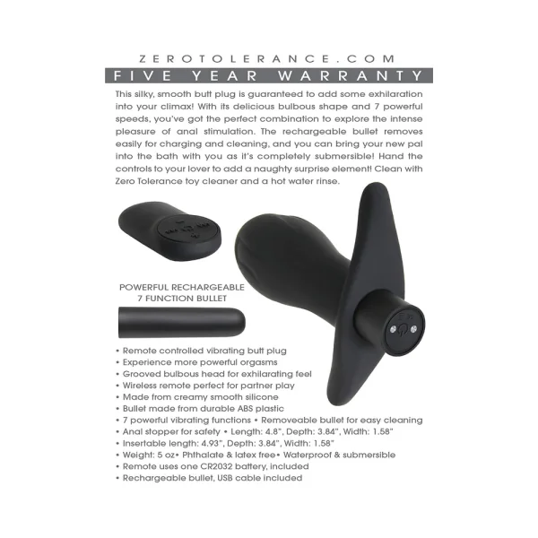 Booty Bounce Black Vibrating Butt Plug — image 9 of 9