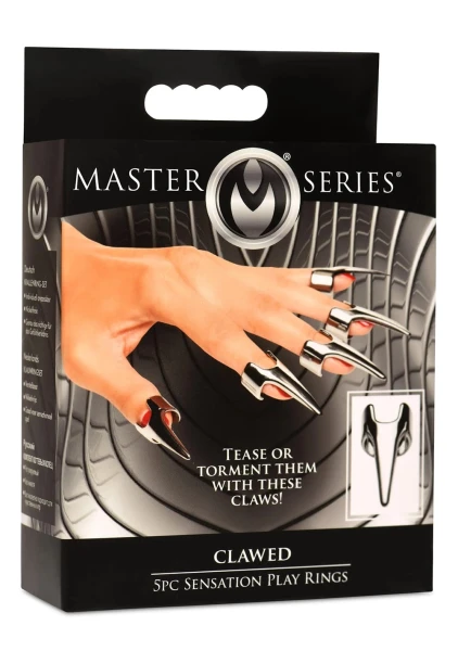 Master Series Clawed 5-Piece Sensational Fingertip Play Rings - Stainless Steel