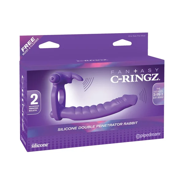 Fantasy C-ringz Silicone Double Penetrator Rabbit - Purple — image 15 of 18