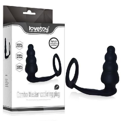 Combo Master Cockring Plug Black