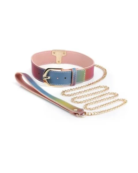 Spectra Bondage - Collar and Leash - Rainbow