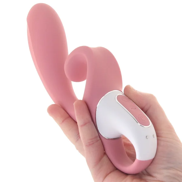 Satisfyer Hug Me Silicone Rechargeable Flexible App Enabled Dual Stimulation Vibrator - Pink