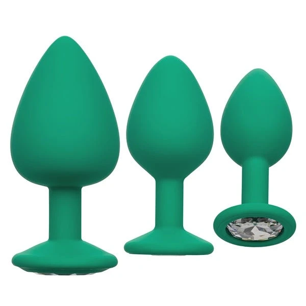 Cheeky Rechargeable Vibrating Gem Detailed Butt Plug Set