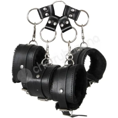 Adam Eve Hog Tie With Black Fluffy Wrist Ankle Cuffs