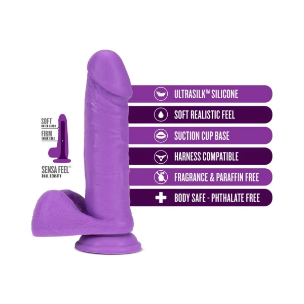 Neo Elite - 8-inch Silicone Dual-density Cock With Balls - Neon Purple
