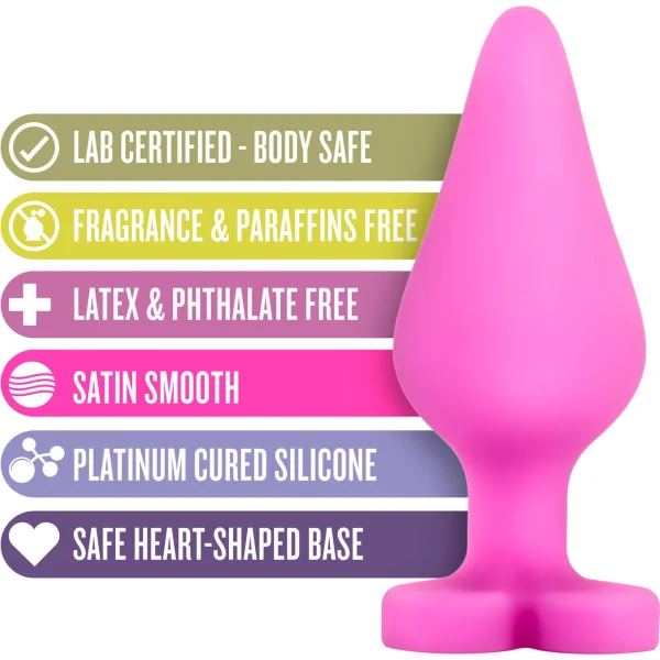 Play With Me Naughtier Candy Heart Silicone Butt Plug By Blush - Ride Me Pink — image 6 of 6
