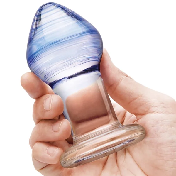 Gläs Amethyst Rain Glass Butt Plug 3 Piece Anal Training Set - Clear & Blue