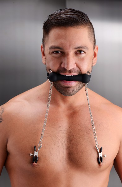 Silicone Mouth Gag + Nipple Clamps