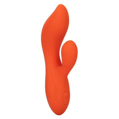 Stella Orange Liquid Silicone Dual Pleaser Curved G Spot Rabbit Vibrator