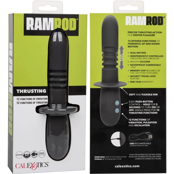 Ramrod Thrusting Rechargeable Waterproof Silicone Vibrating Anal Probe By CalExotics
