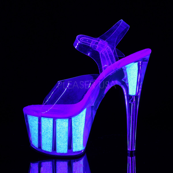 7 inches Heel, 2 3/4 inches PF Ankle Strap Sandal w/ Glitter Inserts — image 7 of 25