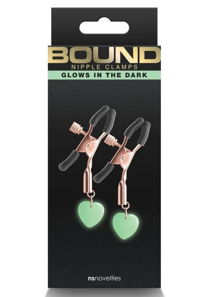 Bound Adjustable G3 Glow In The Dark Nipple Clamps by NS Novelties - Gunmetal