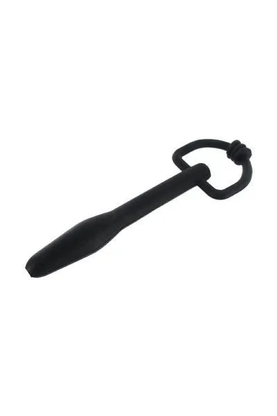 Silicone Cum-thru D-ring Penis Plug - Black