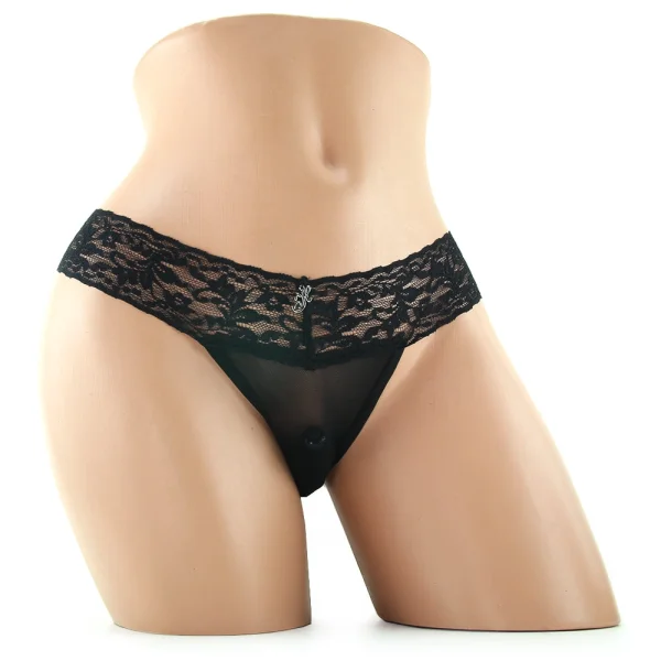 Hustler Vib Lace Thong Black S/M