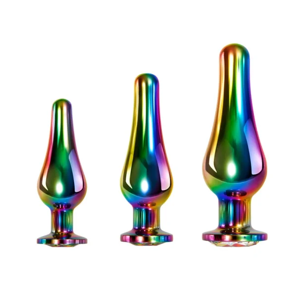 Evolved Rainbow Metal Plug Set Coloured Butt Plugs - Set of 3 Sizes