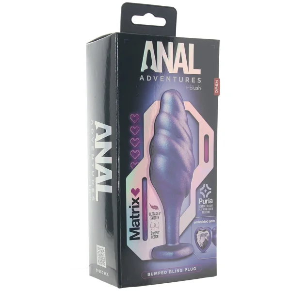 Anal Adventures Matrix Bumped Bling Silicone Butt Plug By Blush - Sapphire