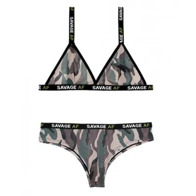 Vibes Savage AF Bralette Cheeky Panty Camouflage M L