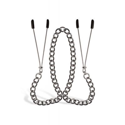 Sex Mischief Nipple Clips with Rubber Tips Connecting Chain