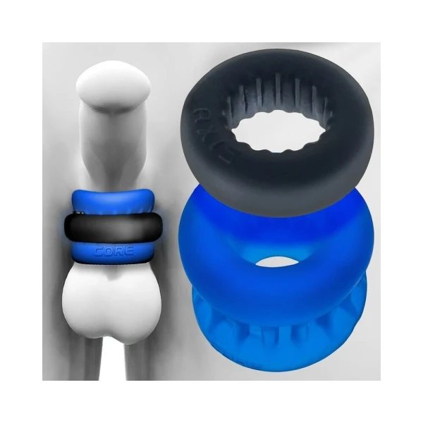 Extreme Bondage Gear:  Oxballs Ultracore Core Ballstretcher With Axis Ring Blue Ice