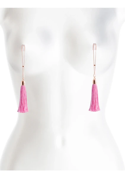 Bound Adjustable T1 Tassel Nipple Clamps by NS Novelties - Rose Gold & Pink