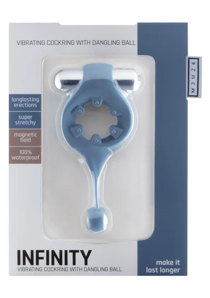 Infinity Vibrating Cockring With Dangling Ball - Blue — image 7 of 8