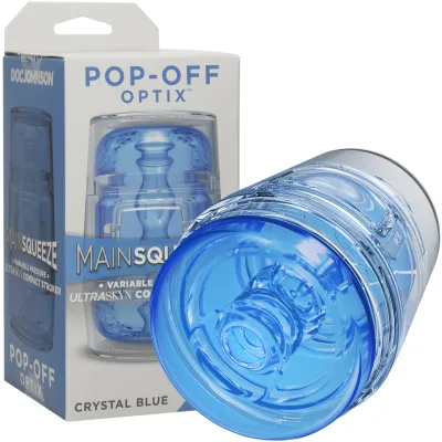 Main Squeeze Pop Off Optix Compact Penis Masturbator by Doc Johnson Crystal Blue