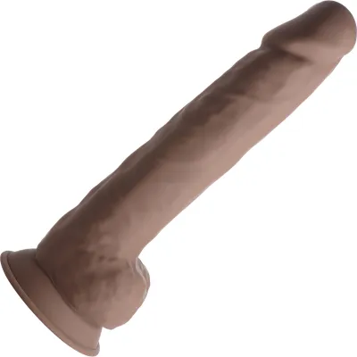 FleshStixxx 10 Inch Silicone Bendable Dildo With Balls Chocolate