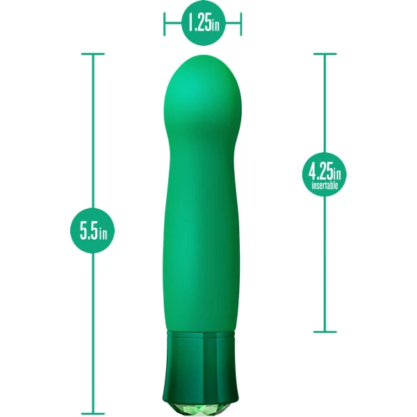 Oh My Gem Enchanting Rechargeable Waterproof Silicone Warming G-Spot Vibrator By Blush - Emerald