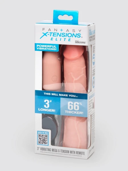 Fantasy X-Tensions 3 Extra Inches Extra Girthy Remote Control Silicone Penis Extender