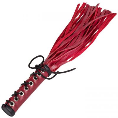 Bondara Confined Red Leather Lace up Flogger 15 Inch