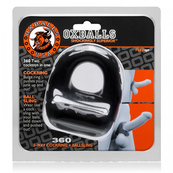 Oxballs 360 Black Cock Ring and Ball Strap