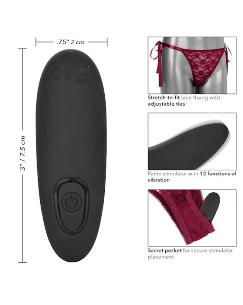 Remote Control Lace Thong Set - One Size