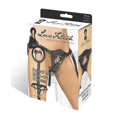 Patent Leather Strap on Harness Black