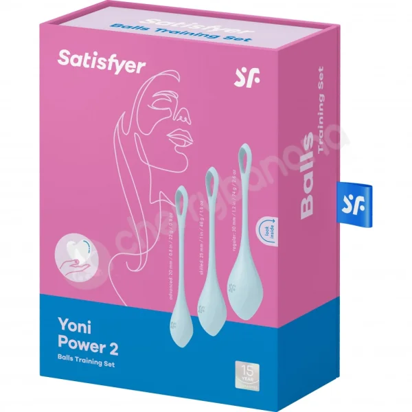 Satisfyer Yoni Power 2 Blue Silicone Kegel Pelvic Floor Training 3 Piece Set