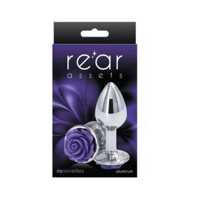 Rear Assets Rose Anal Plug Small Purple
