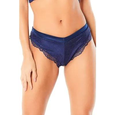 High Leg Lined Thong With Crossing Back Straps Estate Blue Small