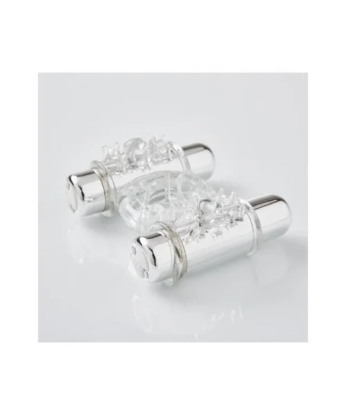 Sensuelle 7 Function Rechargeable Double Action Bullet Ring - Clear