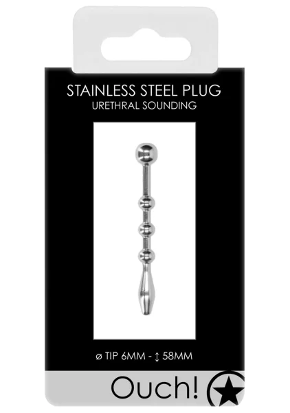 Ouch Urethral Sounding Stainless Steel Plug With Balls