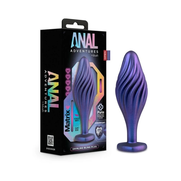 Anal Adventures Matrix - Swirling Bling Plug -  Sapphire