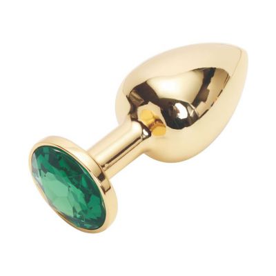 Gold Butt Plug With Green Gem