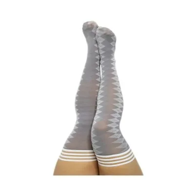 Kixies On Point Collection Par 4 Grey Argyle Thigh high Stockings Size C