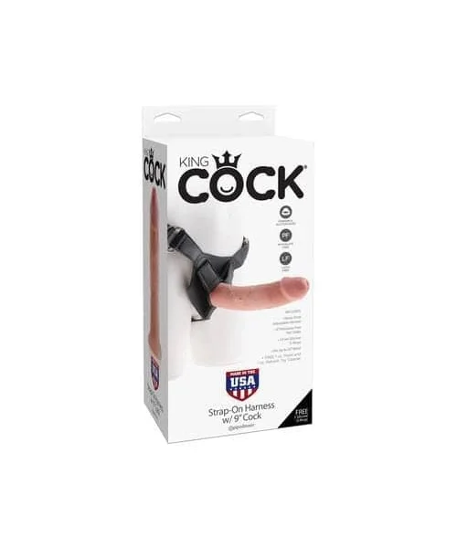 King Cock Strap on Harness With 9 Inch Cock - Flesh