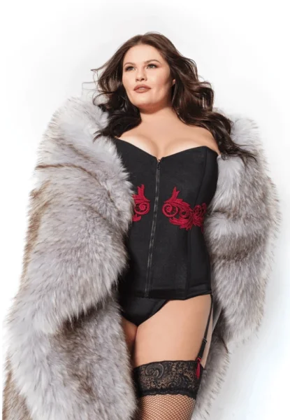 Plus Size Black Corset With Red Applique — image 4 of 4